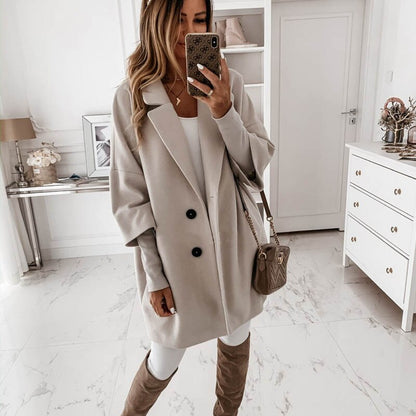 Casual Loose Style Oversized Spring Autumn Woolen Coats For Women