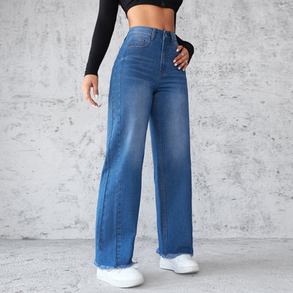 Womens Straight Casual High Waist Jeans
