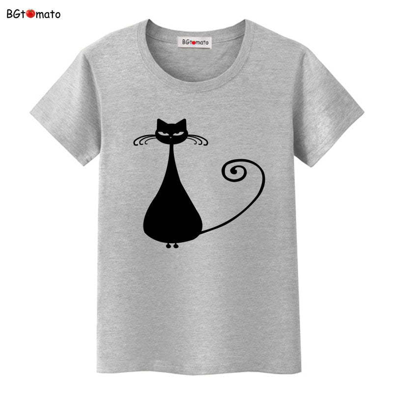 Funny Cap Three Cat Cartoon Summer Women T-Shirts