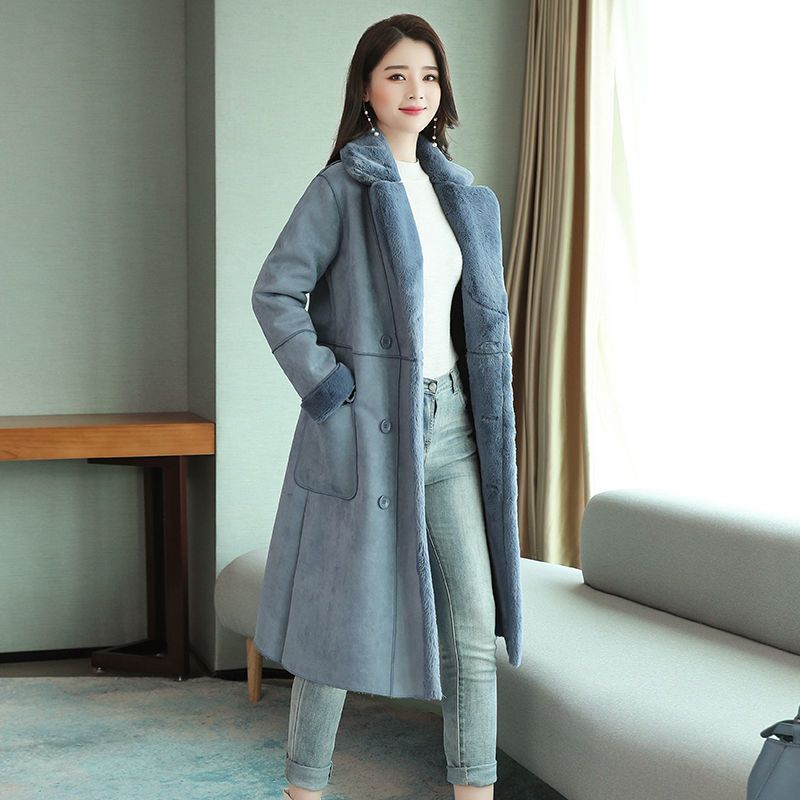 Faux Lamb Wool Simple Style Turn Down Collar Outwear Coats For Women