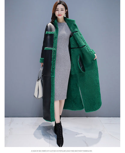 Vintage Chic Green PU Overcoat