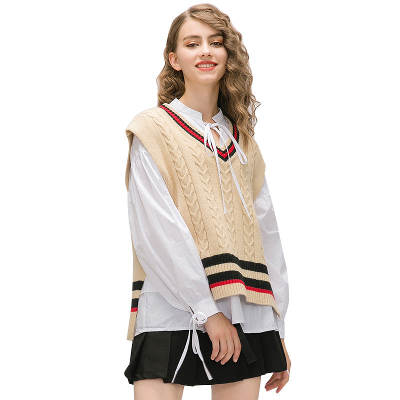 K Delight Sleeveless Badge Sweater Set