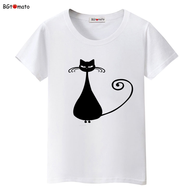 Funny Cap Three Cat Cartoon Summer Women T-Shirts