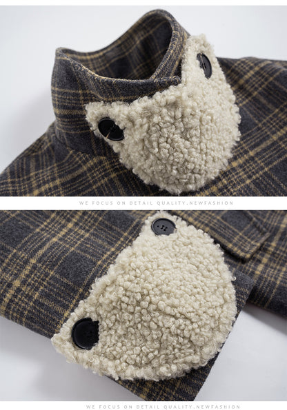 Vintage Plaid Style Thick Warm Outwear Coats For Women