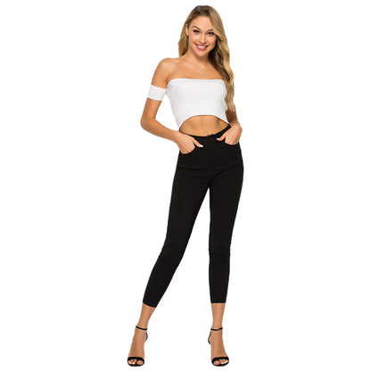 High Hollow Waist Women Skinny Fit Pants