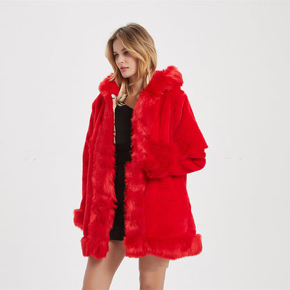 Fur Hooded Womens Warm Zipper Outwear Coat