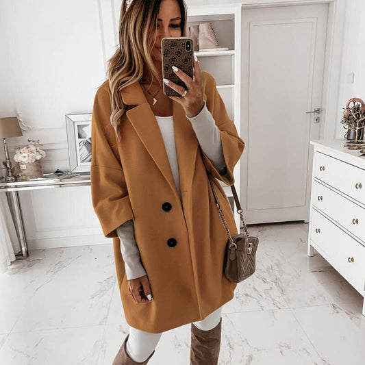 Casual Loose Style Oversized Spring Autumn Woolen Coats For Women