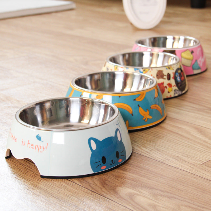 Cats Stainless Steel Cartoon Meow Print Bowl