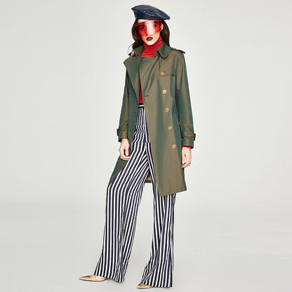 Timeless Elegance Long Double Breasted Trench
