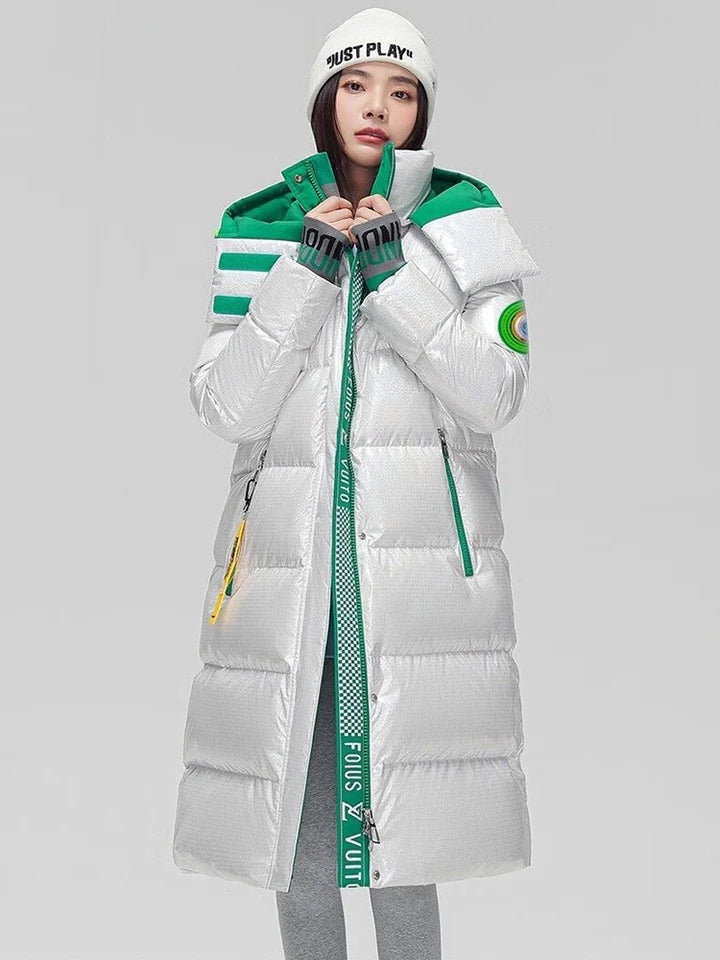 Womens Glossy Duck Down Puffy Colorful Parka Coats