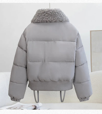 Cozy Winter Escape: Women's Puffer Jacket with Fleece Collar