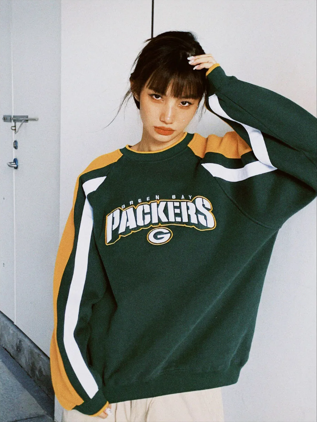 Korean Aesthetic Green Sweatshirt