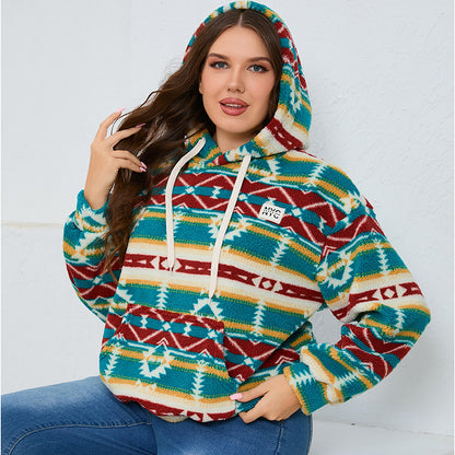 Womens Plus Size Black Embroidery Cat Hoodie