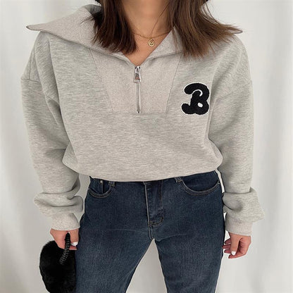 Womens Vintage Streetwear Brown Sweatshirt