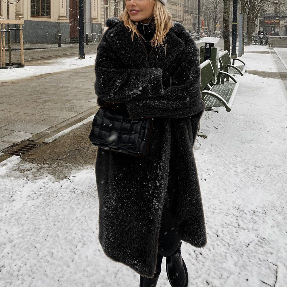 Chic Autumn Fashion Faux Fur Edge Long Outwear Coats For Women