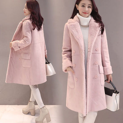 Faux Lamb Wool Simple Style Turn Down Collar Outwear Coats For Women