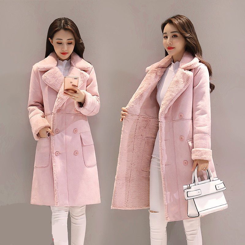 Faux Lamb Wool Simple Style Turn Down Collar Outwear Coats For Women