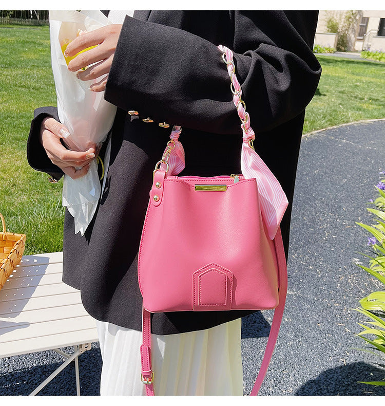 Leather Tote Top Handle Bag With Beading And Ruffles