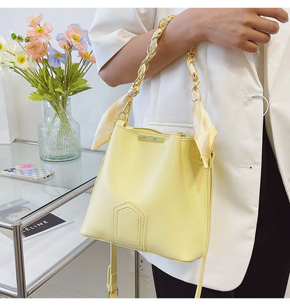 Leather Tote Top Handle Bag With Beading And Ruffles