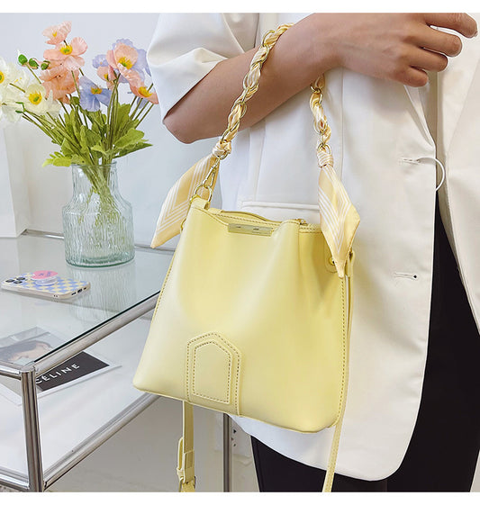 Leather Tote Top Handle Bag With Beading And Ruffles