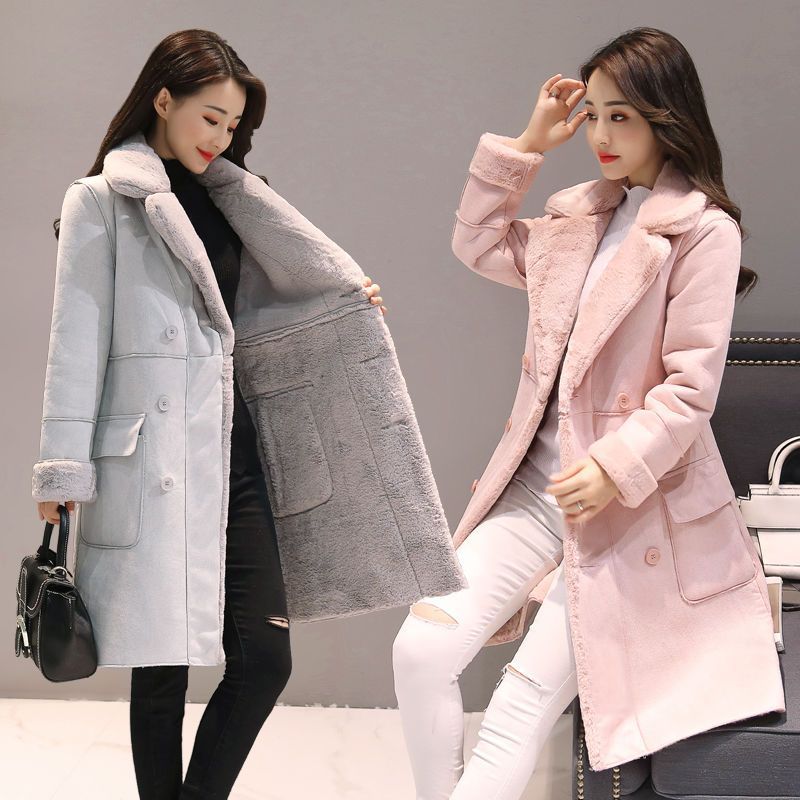 Faux Lamb Wool Simple Style Turn Down Collar Outwear Coats For Women