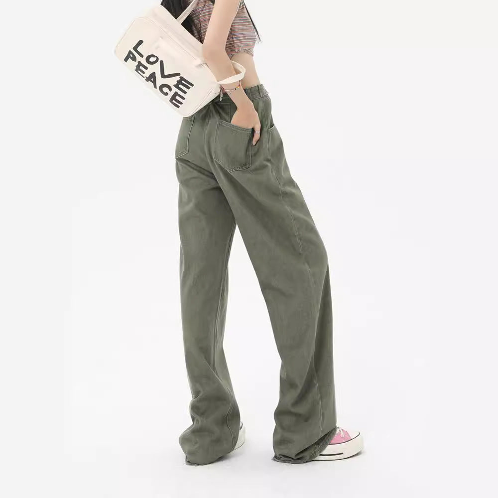 Womens Hip Hop High Street Wide Leg Denim Jeans