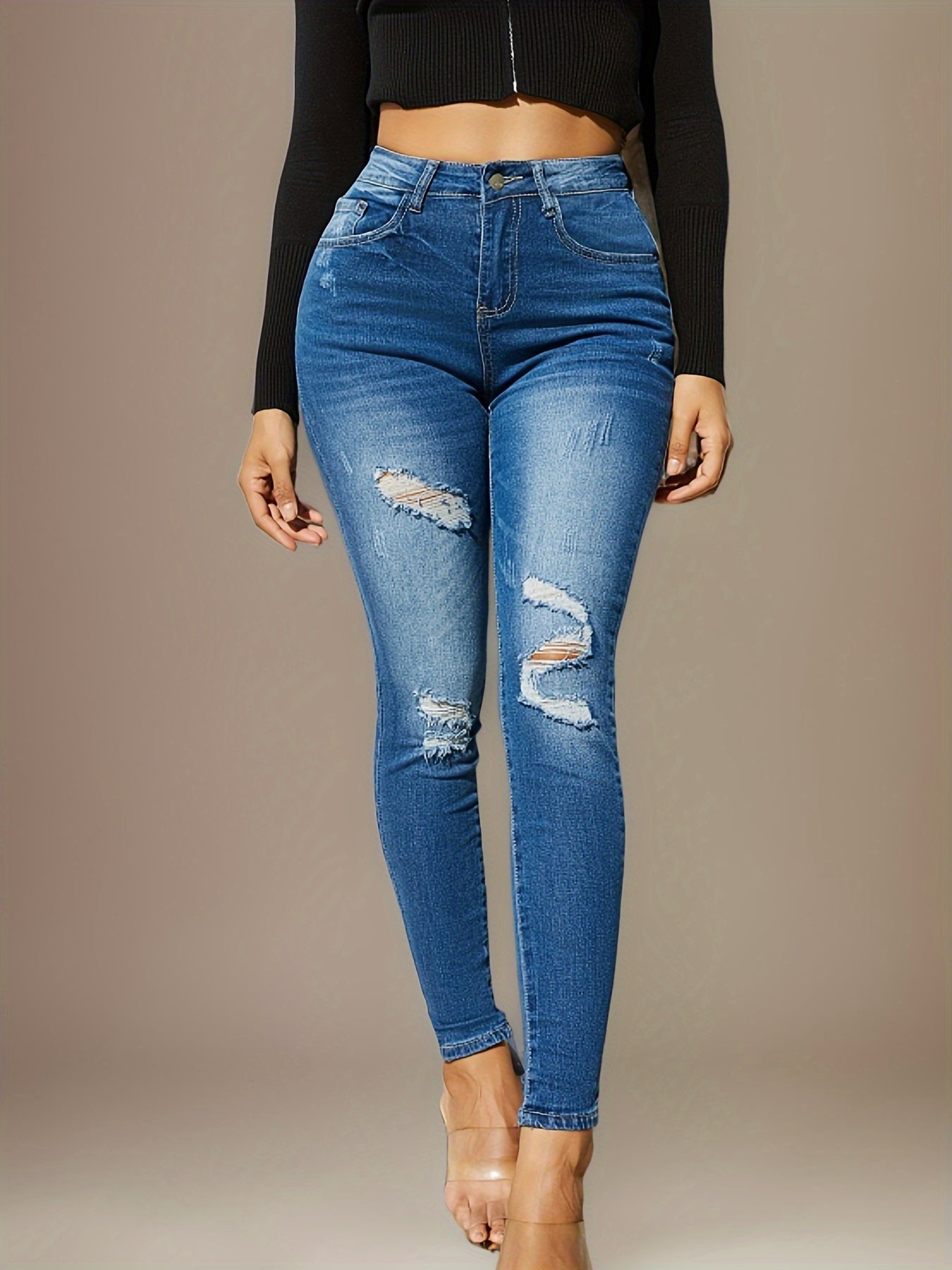 Women Stretch Skinny High Waist Denim Jeans Pants