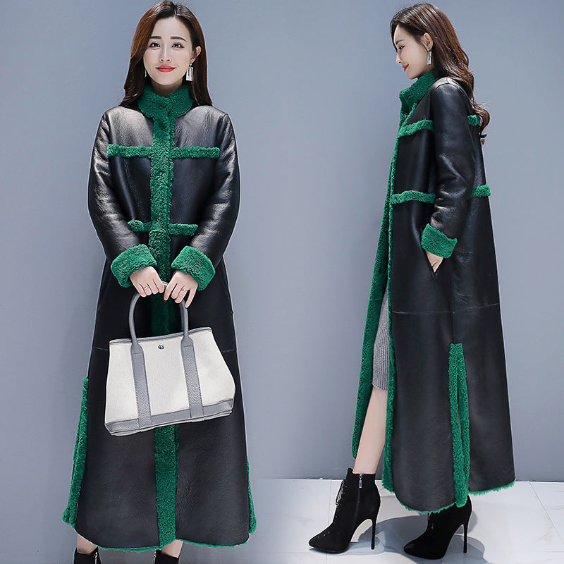 Vintage Chic Green PU Overcoat
