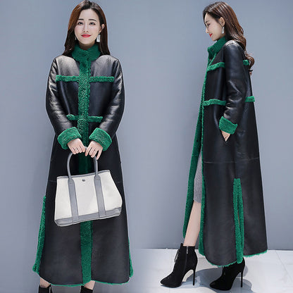 Vintage Chic Green PU Overcoat