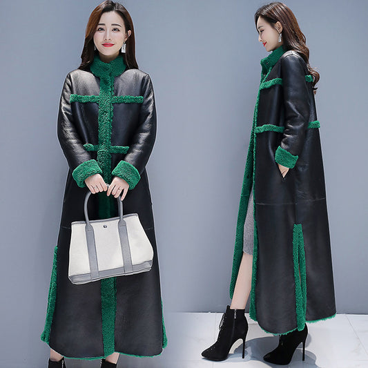 Vintage Chic Green PU Overcoat