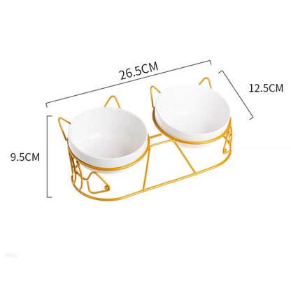Cats Metal Platform Non Slip Ceramic Bowls