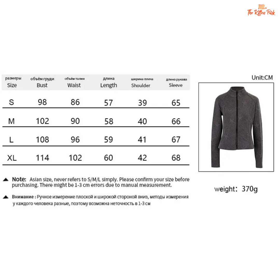 A gray 3D print streetwear jacket for women with a turn-down collar, zipper front, and thick autumn-ready fabric for modern urban outfits.