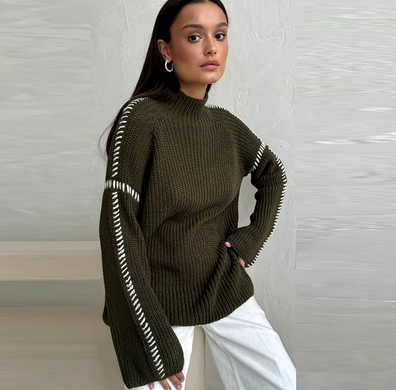 Cozy Contrast Knit Sweater