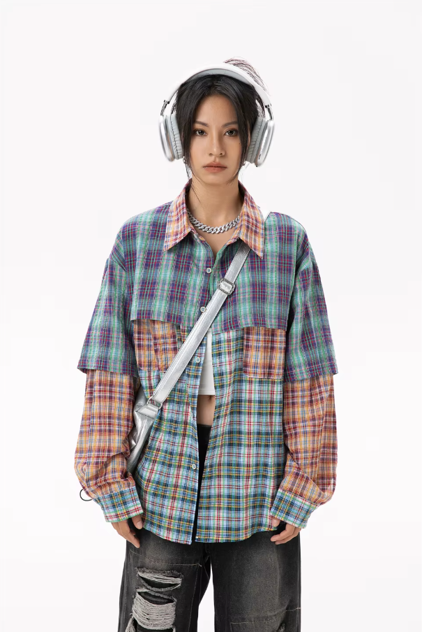 Korean Charm Plaid Blouse