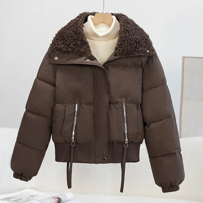 Cozy Winter Escape: Women's Puffer Jacket with Fleece Collar