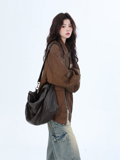 Womens Genuine Leather Furry Natural Touch Coats