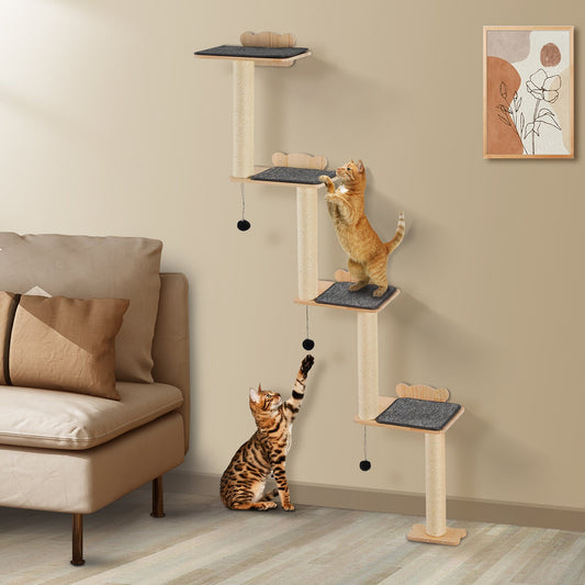 Wall Mounted Cat Climbing Wood Stairs Furniture