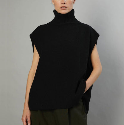 Women Knitted Turtleneck Sleeveless Sweaters