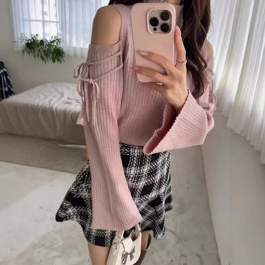 Womens Open Shoulder Style Turtleneck Cool Sweaters