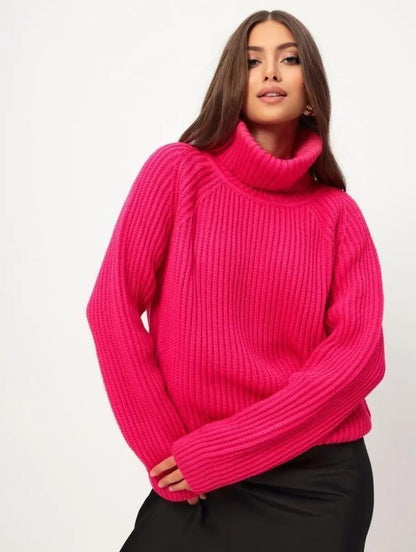 Womens Loose Fit Turtleneck Warm Sweater