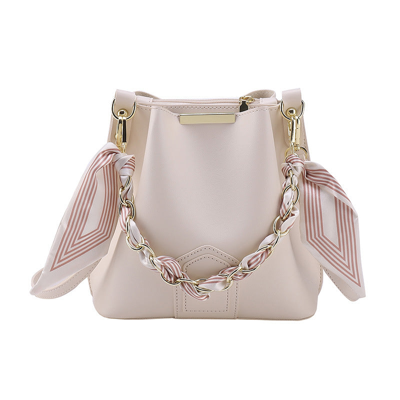 Leather Tote Top Handle Bag With Beading And Ruffles