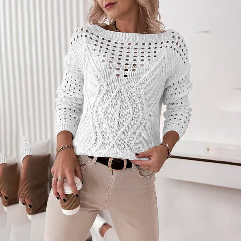 Women Hollow Out V Neck Sweaters
