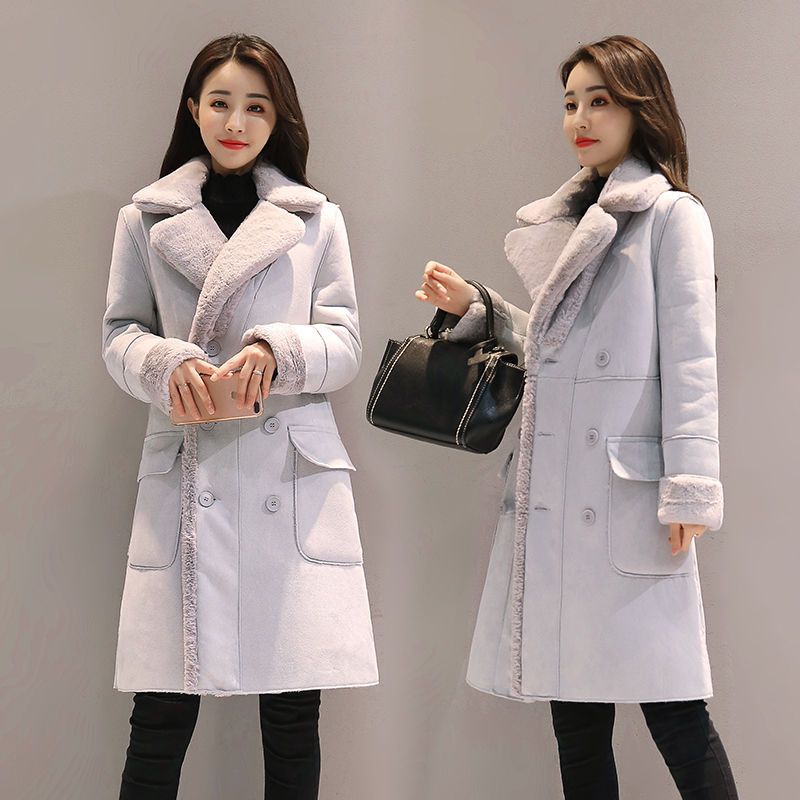 Faux Lamb Wool Simple Style Turn Down Collar Outwear Coats For Women