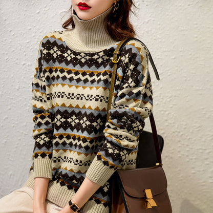 Women Thick Fleece Black Cat Printed Sweater