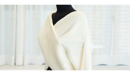 Chic White V Neck Knit Sweater