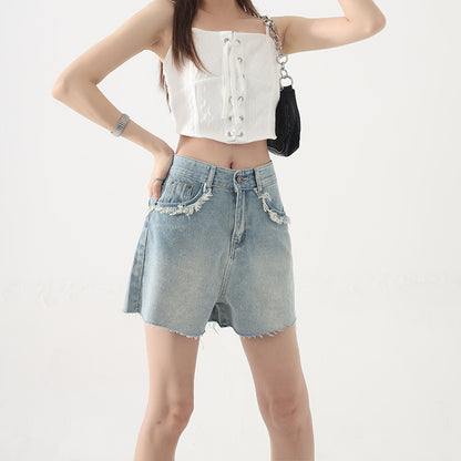 Womens Slim High Waist Denim Short