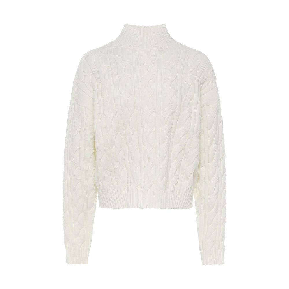 Women Plain Mock Neck Sweaters