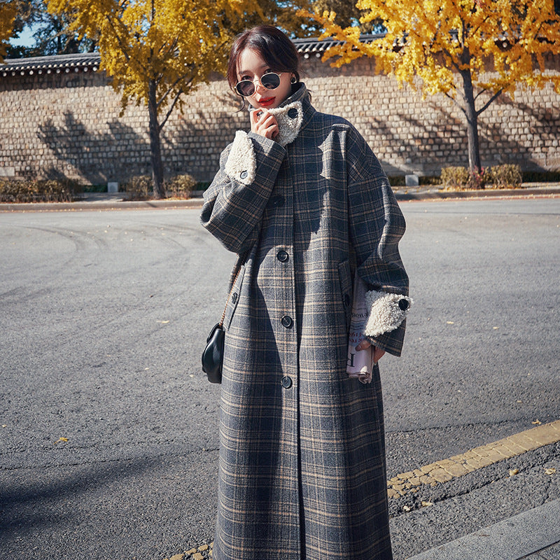 Vintage Plaid Style Thick Warm Outwear Coats For Women