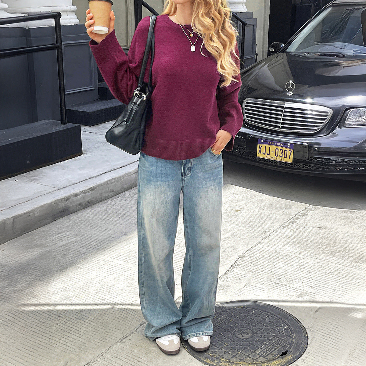 Womens Thick Long Sleeve Knitted Sweaters