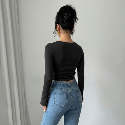 Womens Long Sleeve Square Wide Neck Thin Sweaters